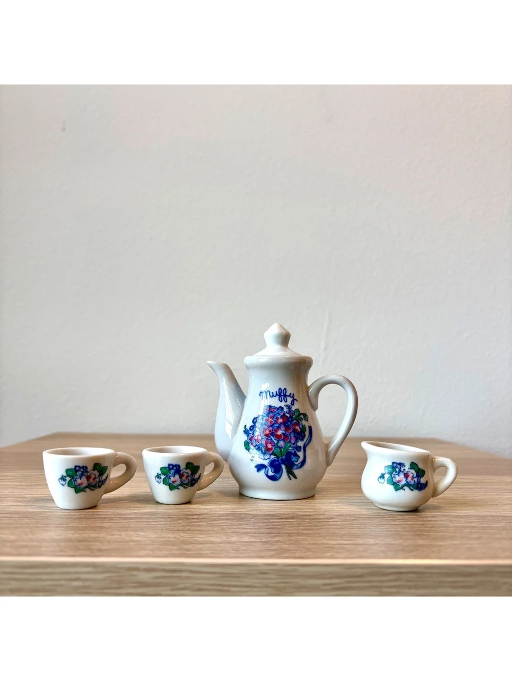 Vintage Muffy Vanderbear Mommy and Me Miniature Porcelain Tea Set 1990s Partial
